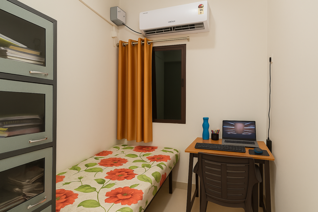 Single AC Room at Best Hostel in Boring Road, Patna - AtoZ Care Boys Hostel 2