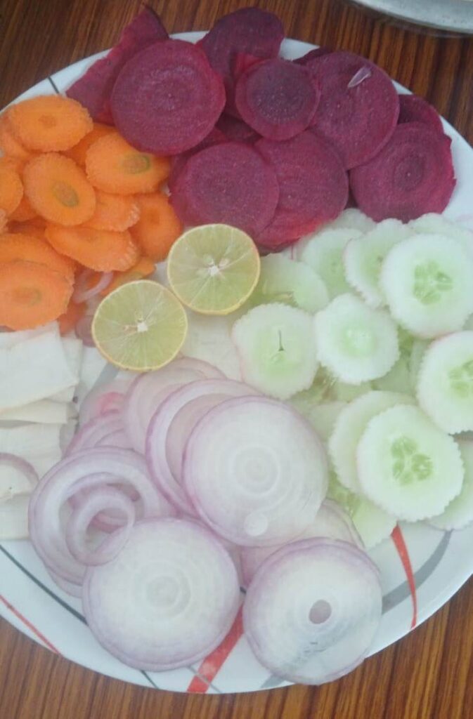 salad at best boys hostel in Boring Road, Patna