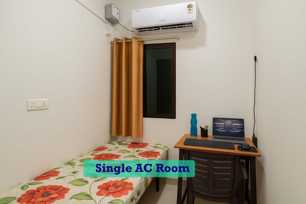 Single AC Room at Best Hostel in Boring Road, Patna - AtoZ Care Boys Hostel 1